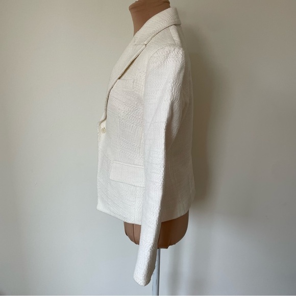 Theory Cotton Textured Brince Newdale Bonded Warm Ivory Blazer H0104108 EUC Sz 2 - Picture 4 of 12